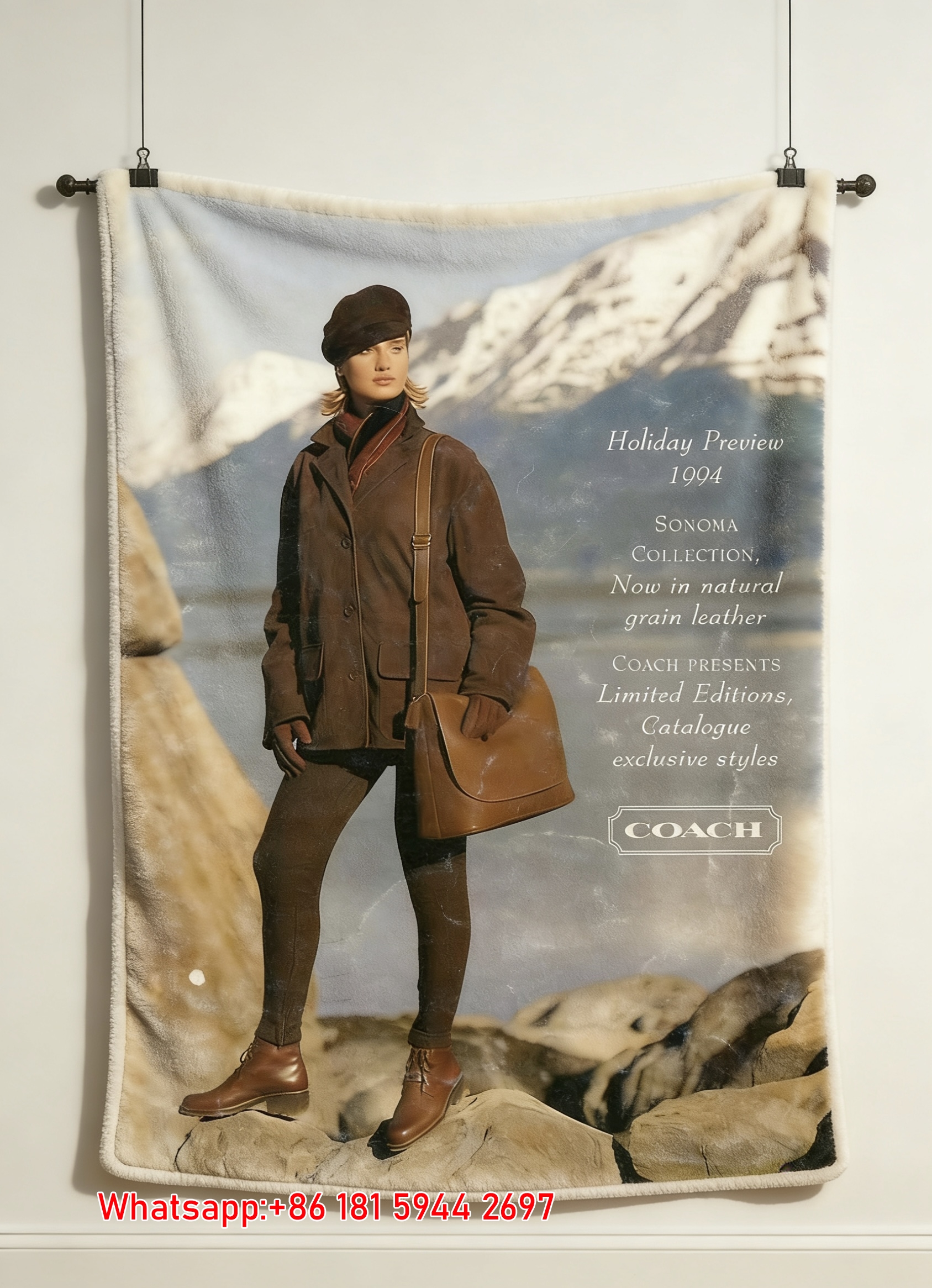 Coach Vintage 1994 Sonoma Flannel Throw Blanket for Couch & Wall Decor C302